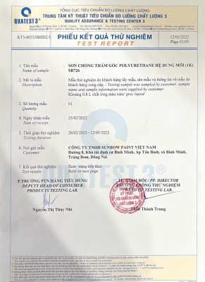 Test results: Solvent-based polyurethane waterproofing paint (1k) SB726